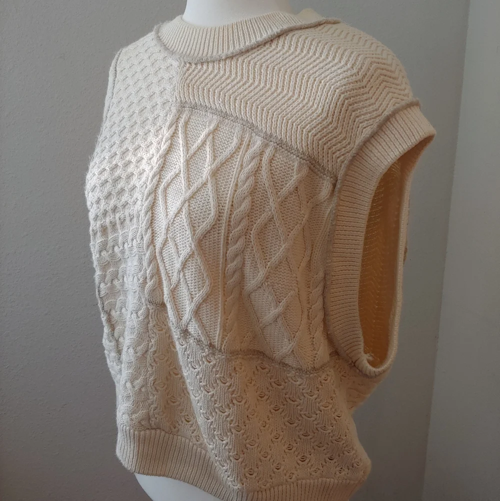 Free People Take The Plunge Knitted Cable Vest in Cream Women's XS